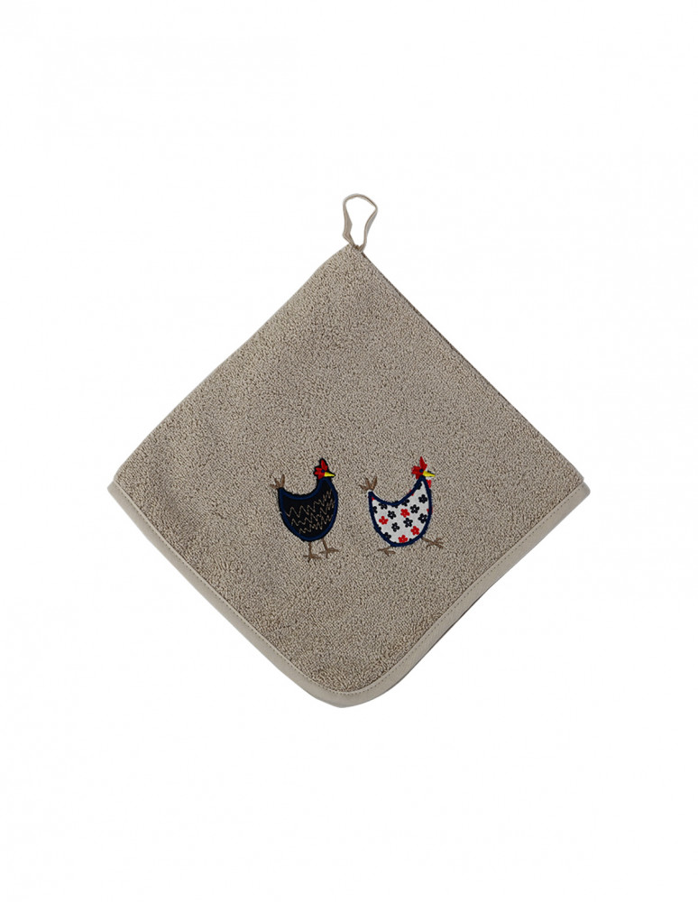 Lot de 3 torchons carrés POULES