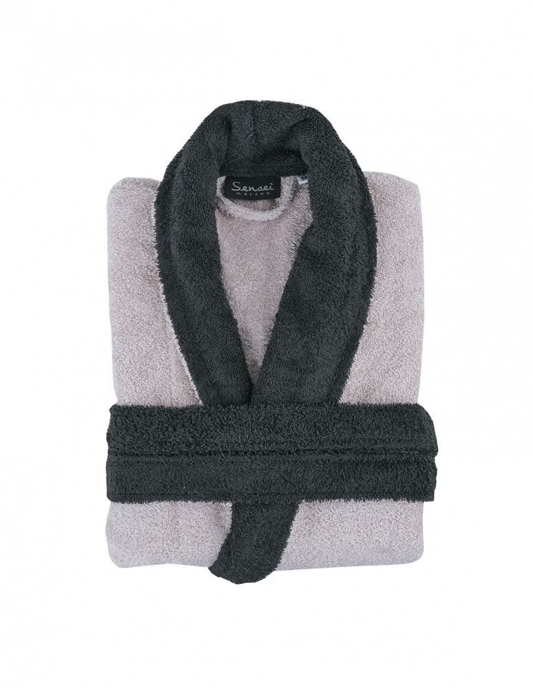 Peignoir  mixte col châle bicolore...