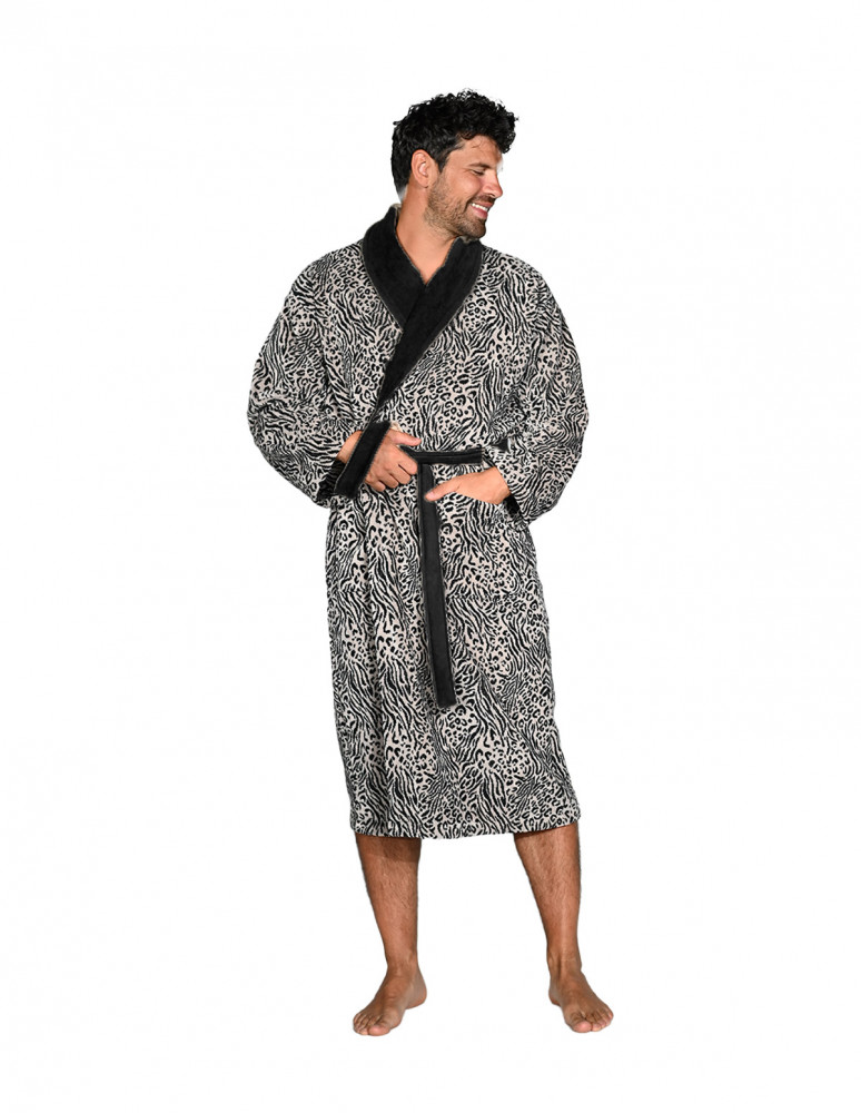 Peignoir col châle velours 420 g/m²...