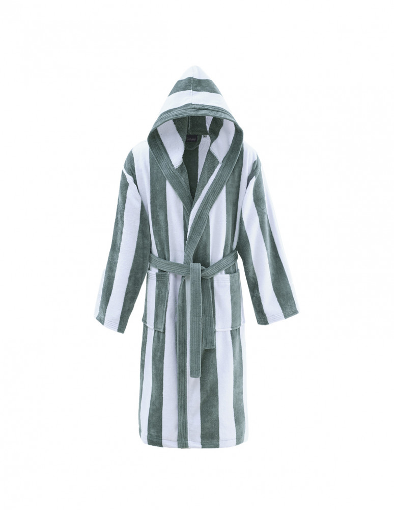Peignoir adulte mixte rayé velours...