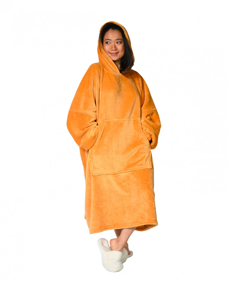 Poncho polaire à capuche doux & chaud...