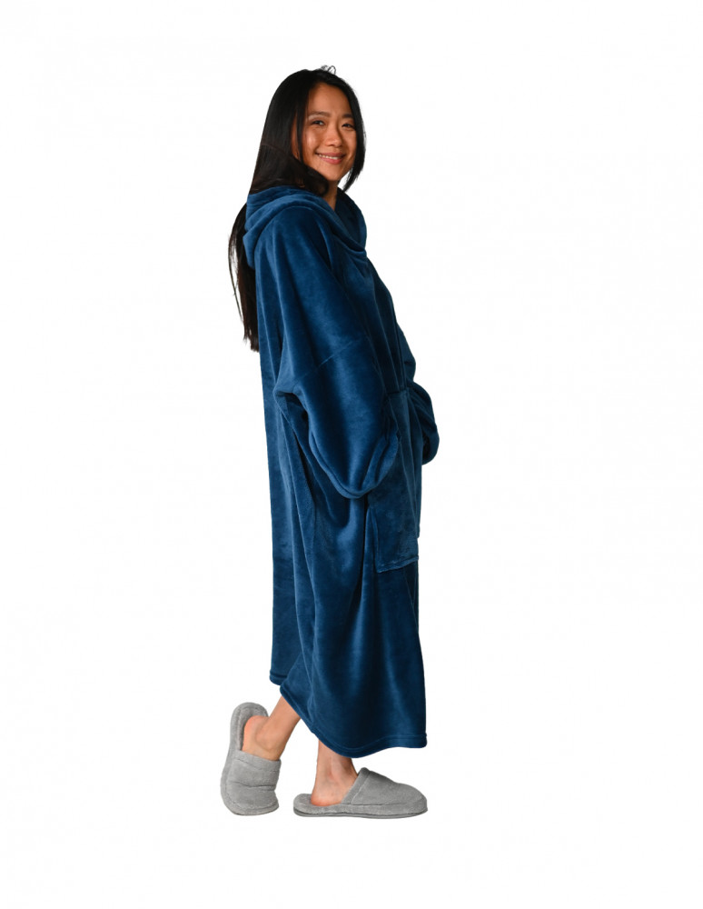 Poncho polaire à capuche doux & chaud...