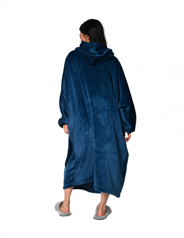 Poncho polaire à capuche doux & chaud...