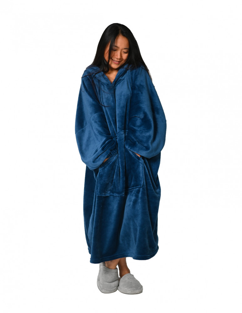 Poncho polaire à capuche doux & chaud...