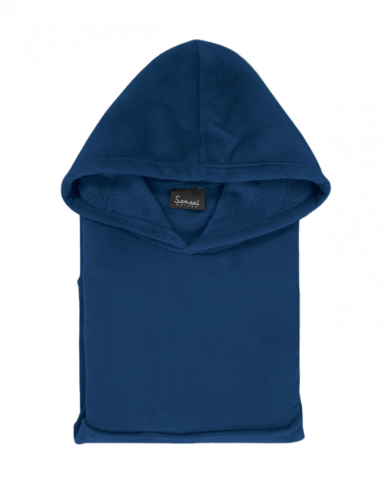 Poncho polaire à capuche doux & chaud...