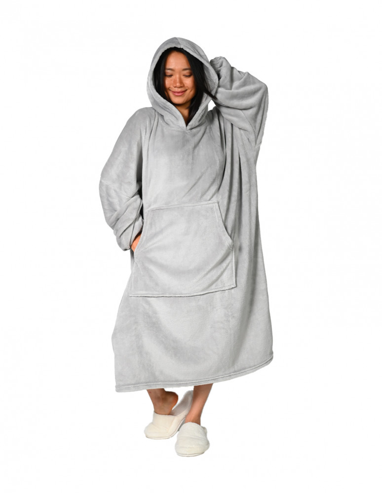 Poncho polaire à capuche doux & chaud...