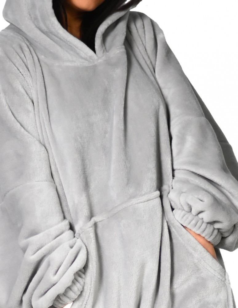Poncho polaire à capuche doux & chaud...