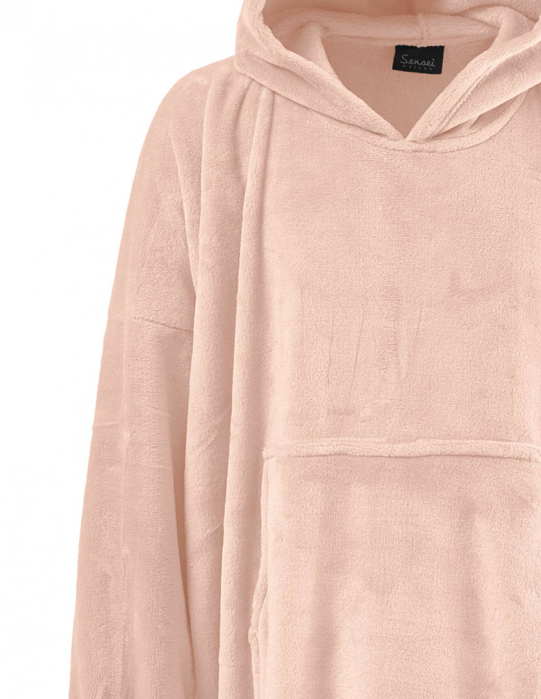 Poncho polaire à capuche doux & chaud...