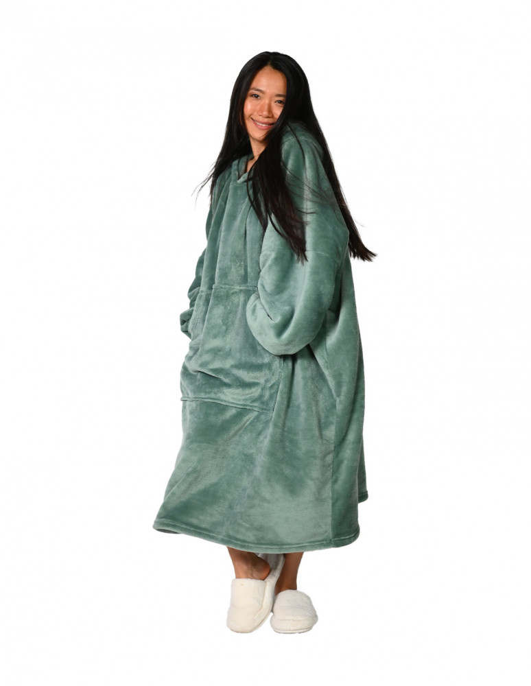 Poncho polaire à capuche doux & chaud...