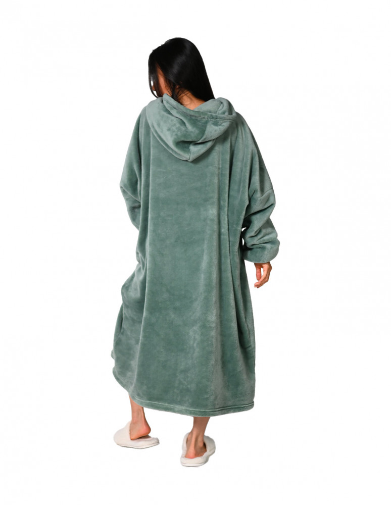 Poncho polaire à capuche doux & chaud...