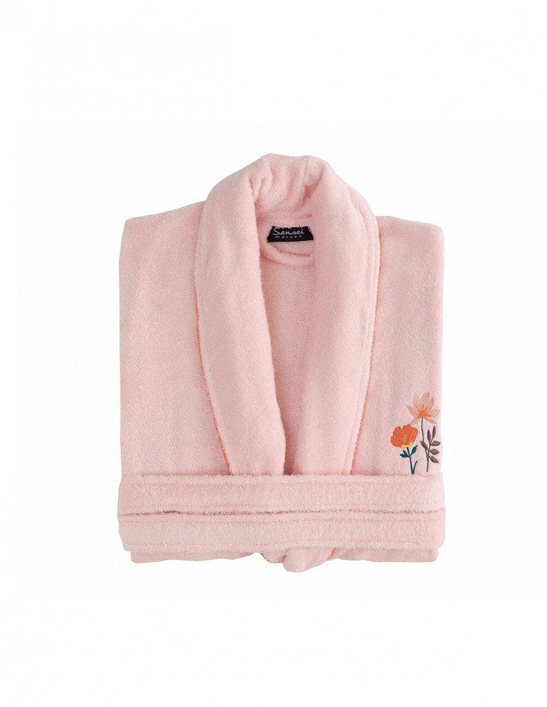 Peignoir brodé col châle 420 g/m²...