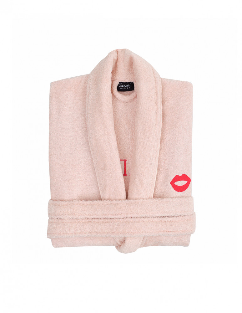 Peignoir brodé col châle 420 g/m² MADAME