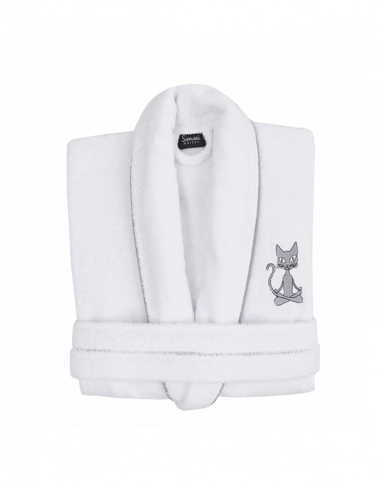 Peignoir brodé col châle 420 g/m²...