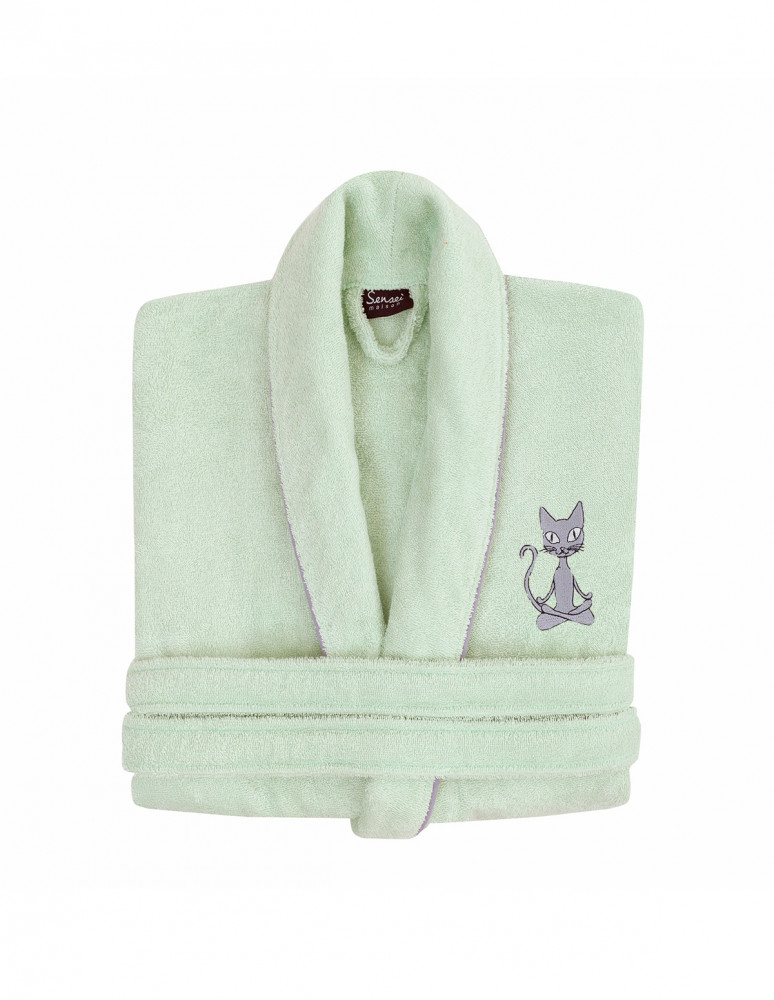 Peignoir brodé col châle 420 g/m²...