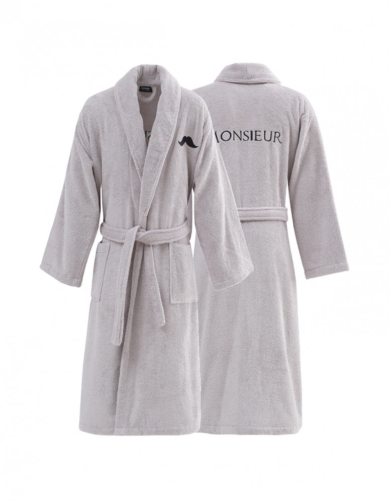 Peignoir brodé col châle 420 g/m²...