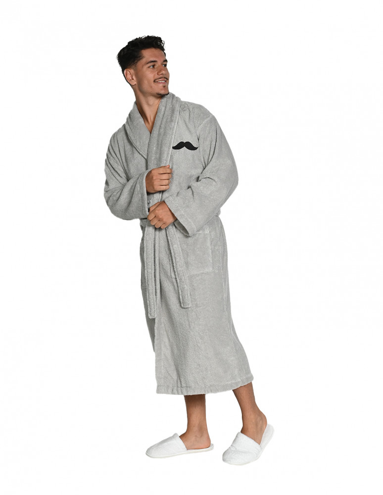 Peignoir brodé col châle 420 g/m²...