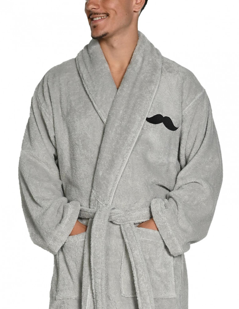 Peignoir brodé col châle 420 g/m²...