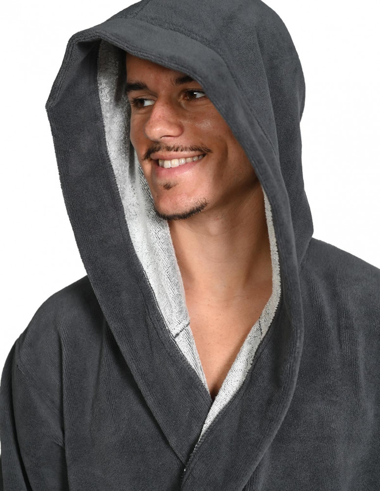 Peignoir mixte à capuche bicolore...