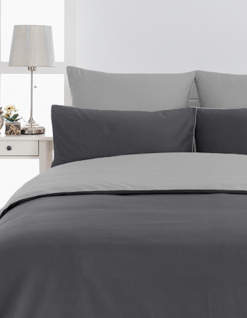 Housse de couette bicolore en percale coton DOZMARY
