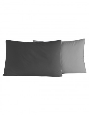 Lot de 2 taies d'oreiller bicolores en percale coton DOZMARY