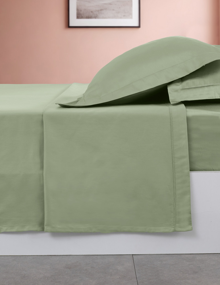 Drap plat en satin de coton 120 fils...