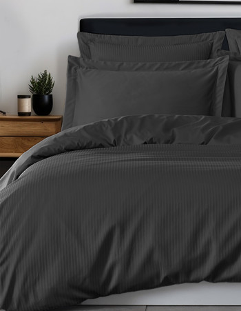 Housse de couette rayée réversible satin de coton VERSALUXE