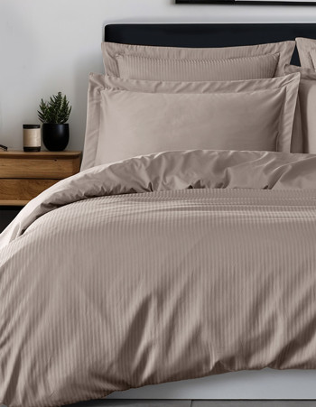Housse de couette rayée réversible satin de coton VERSALUXE