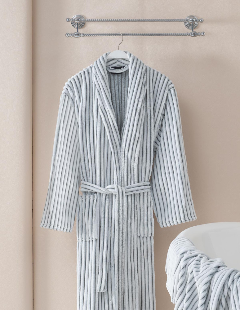 Peignoir polaire homme femme côtelé...