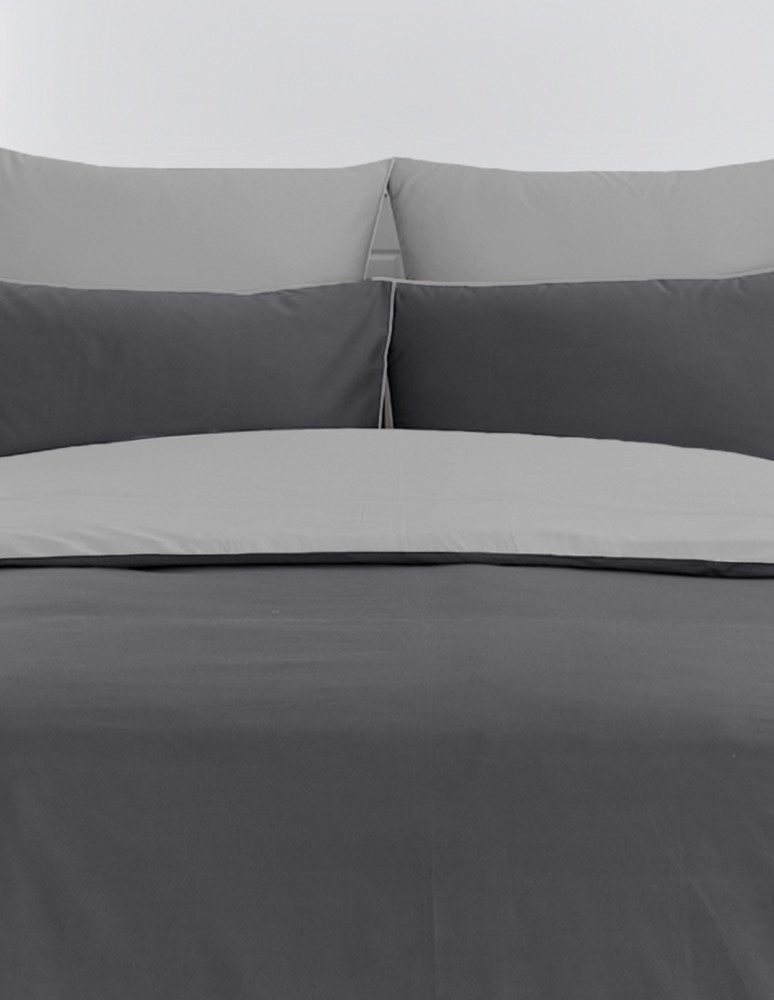 Parure housse de couette bicolore + 2...