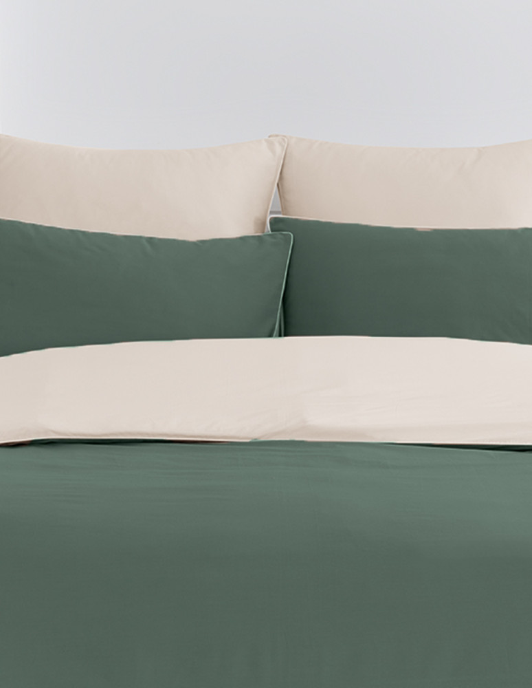 Parure housse de couette bicolore + 2...