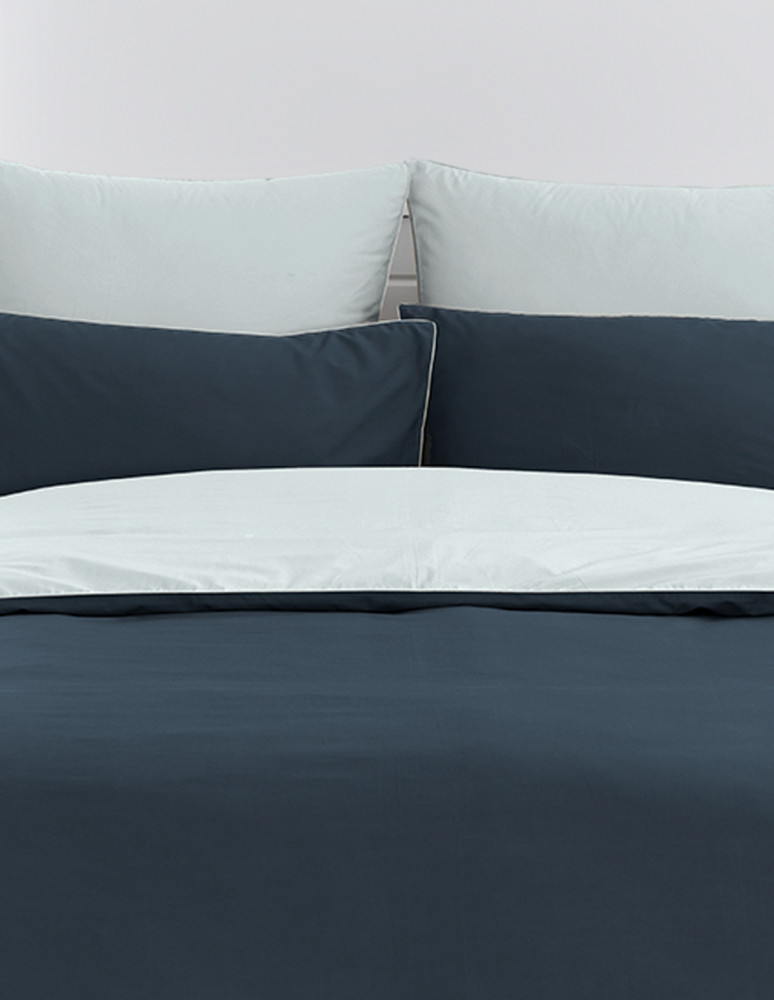 Parure housse de couette bicolore + 2...