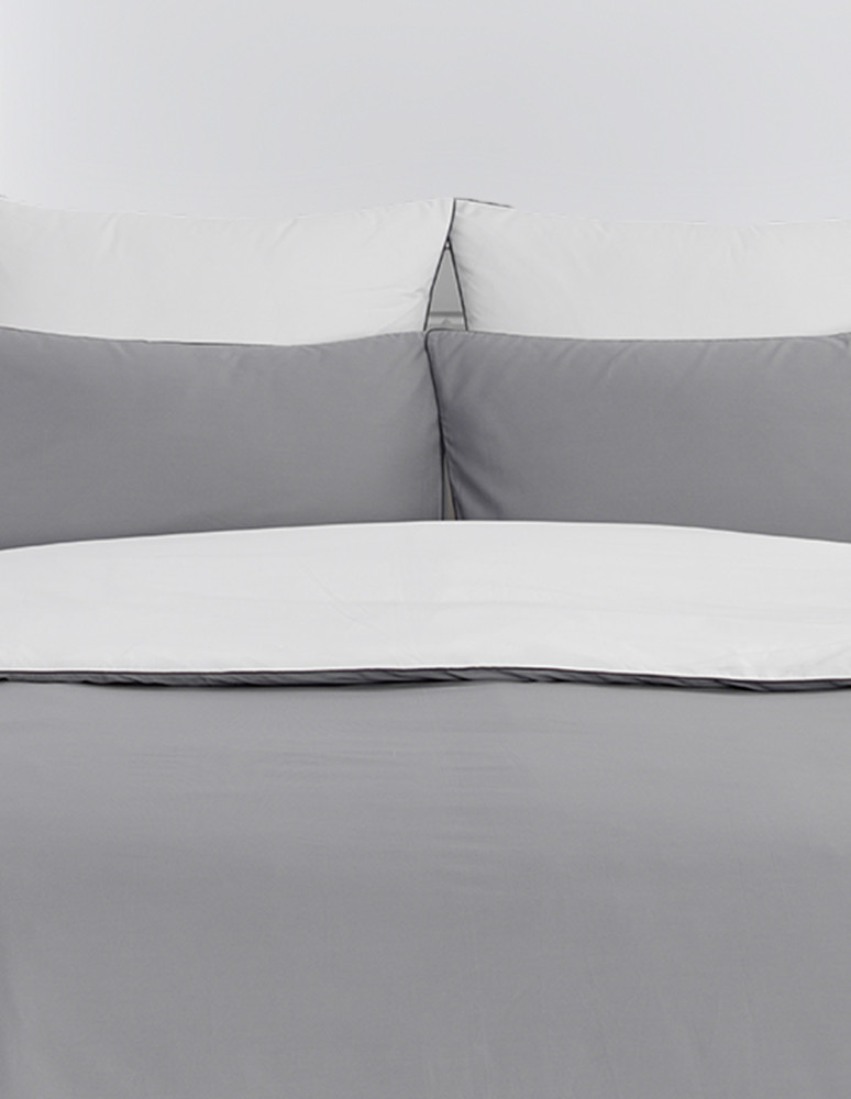 Parure housse de couette bicolore + 2...