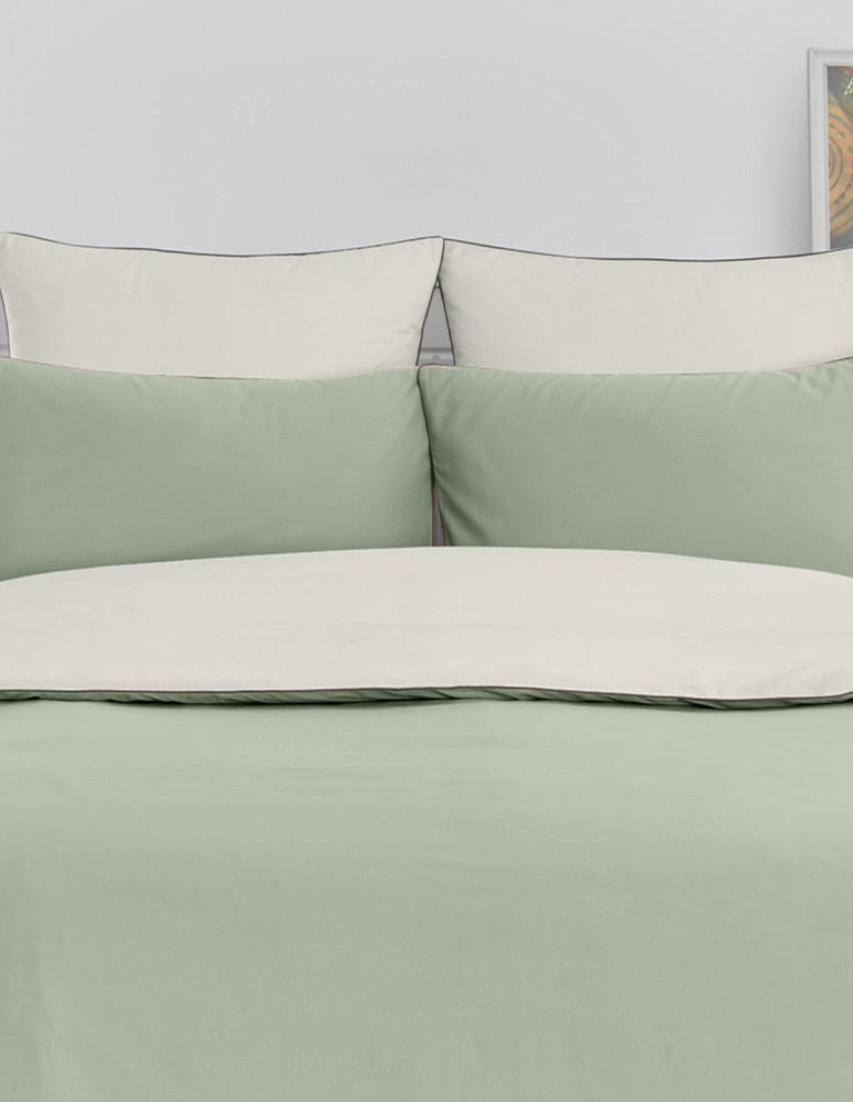 Parure housse de couette bicolore + 2...