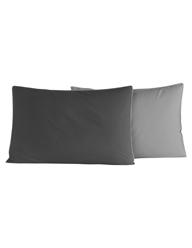 Parure housse de couette bicolore + 2...