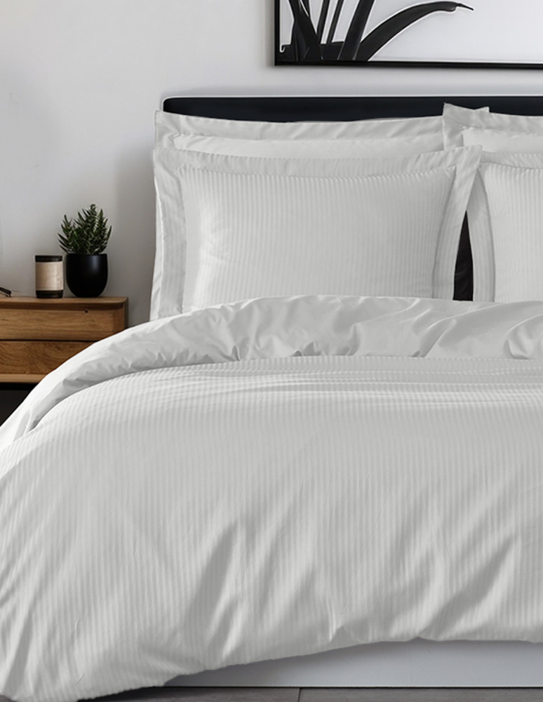 Parure housse de couette rayée satin...