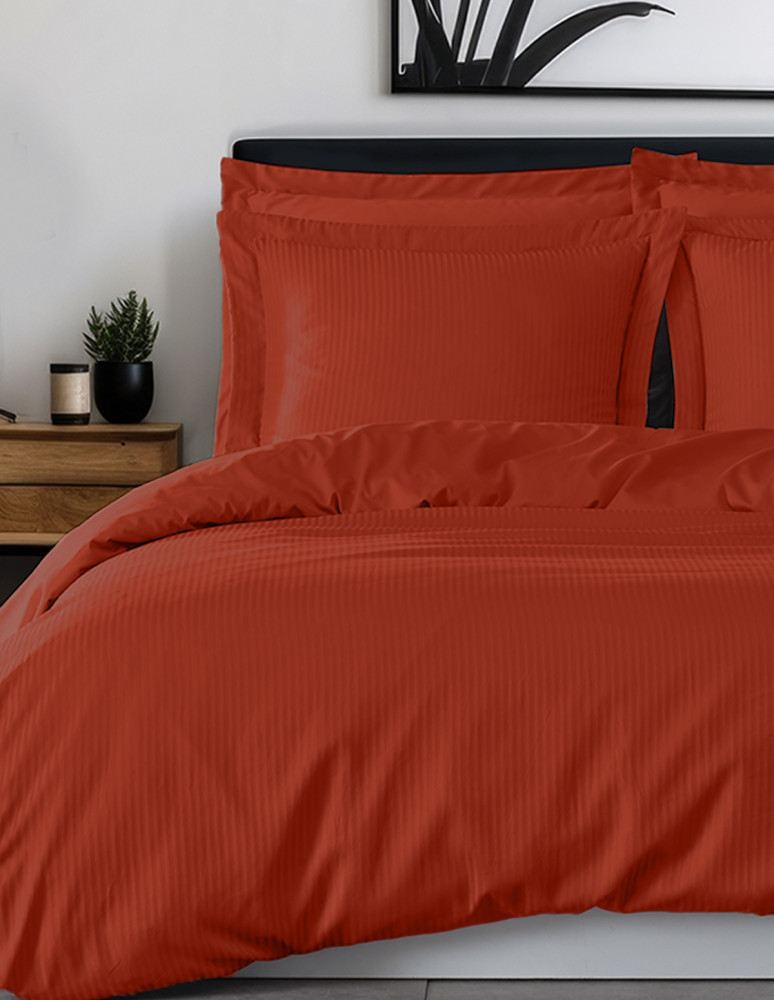 Parure housse de couette rayée satin...