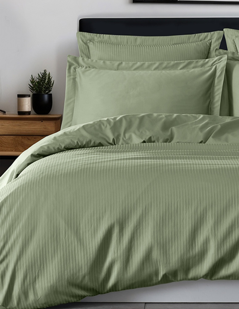 Parure housse de couette rayée satin...