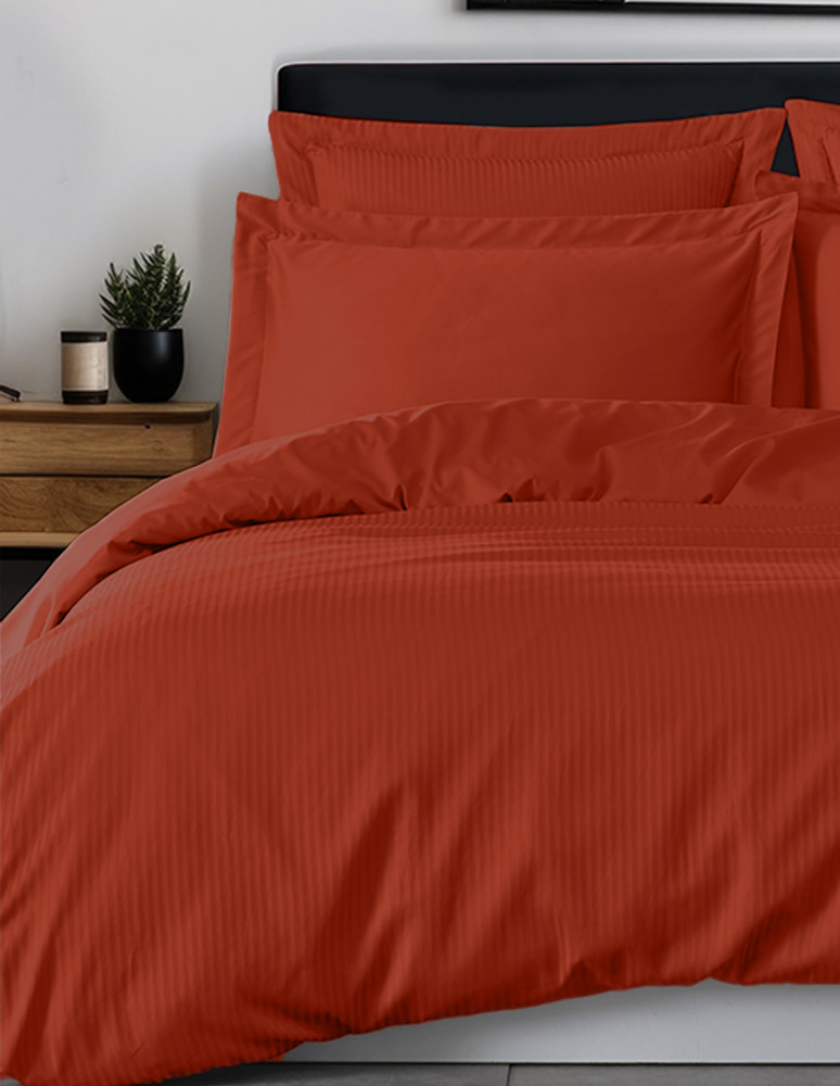 Parure housse de couette rayée satin...