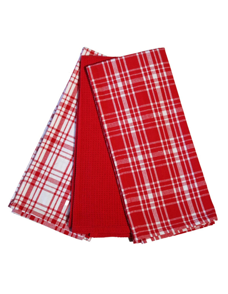 Lot de 12 torchons assortis coton DUNDEE