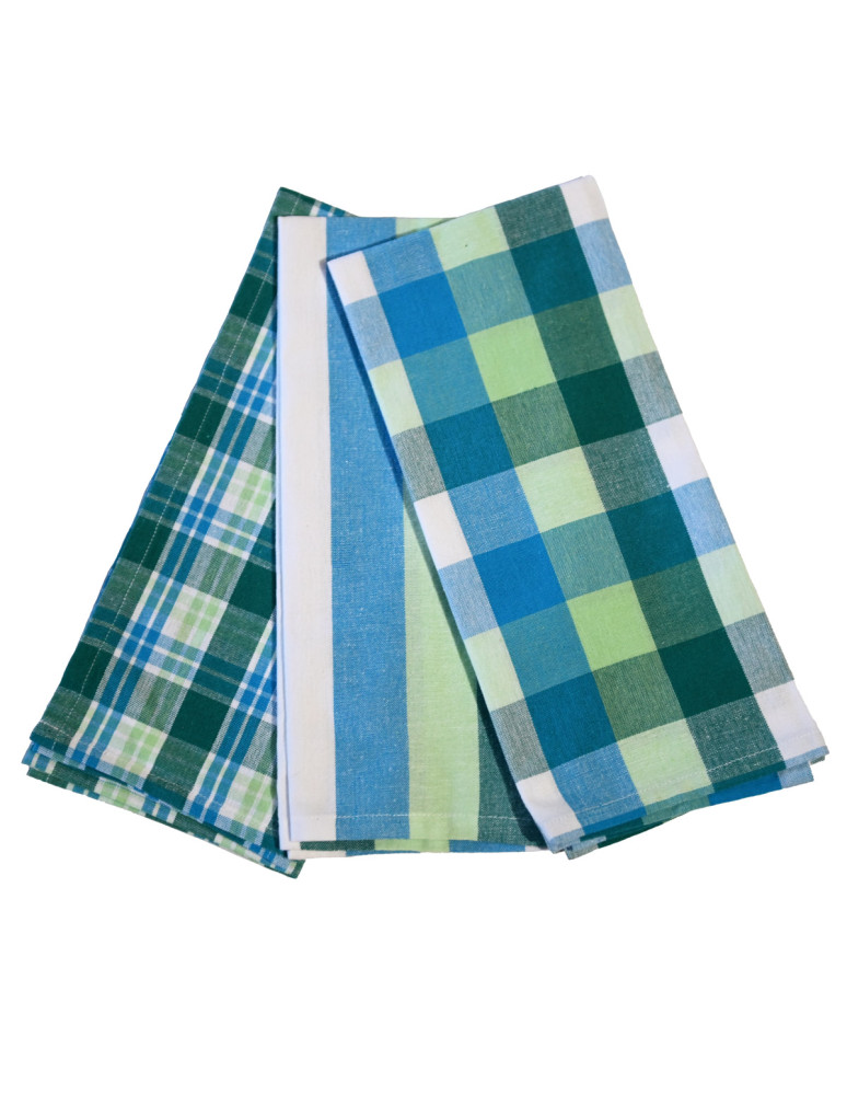 Lot de 12 torchons assortis coton...