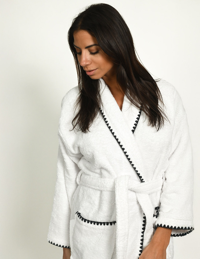 Peignoir mixte col châle point...