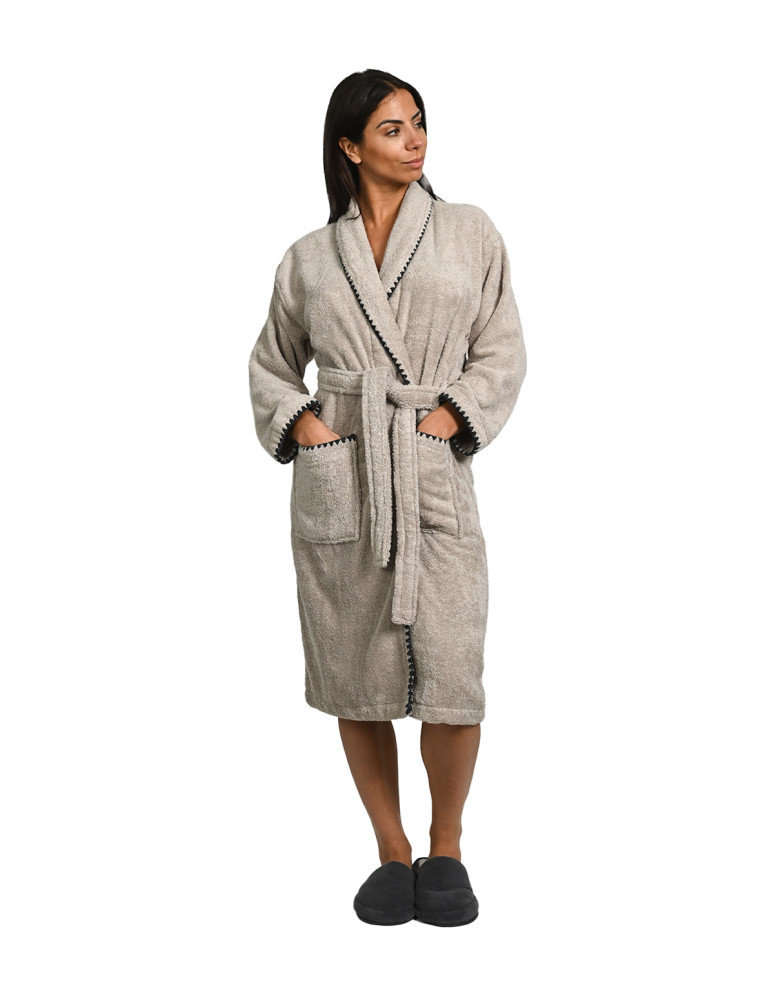 Peignoir mixte col châle point...