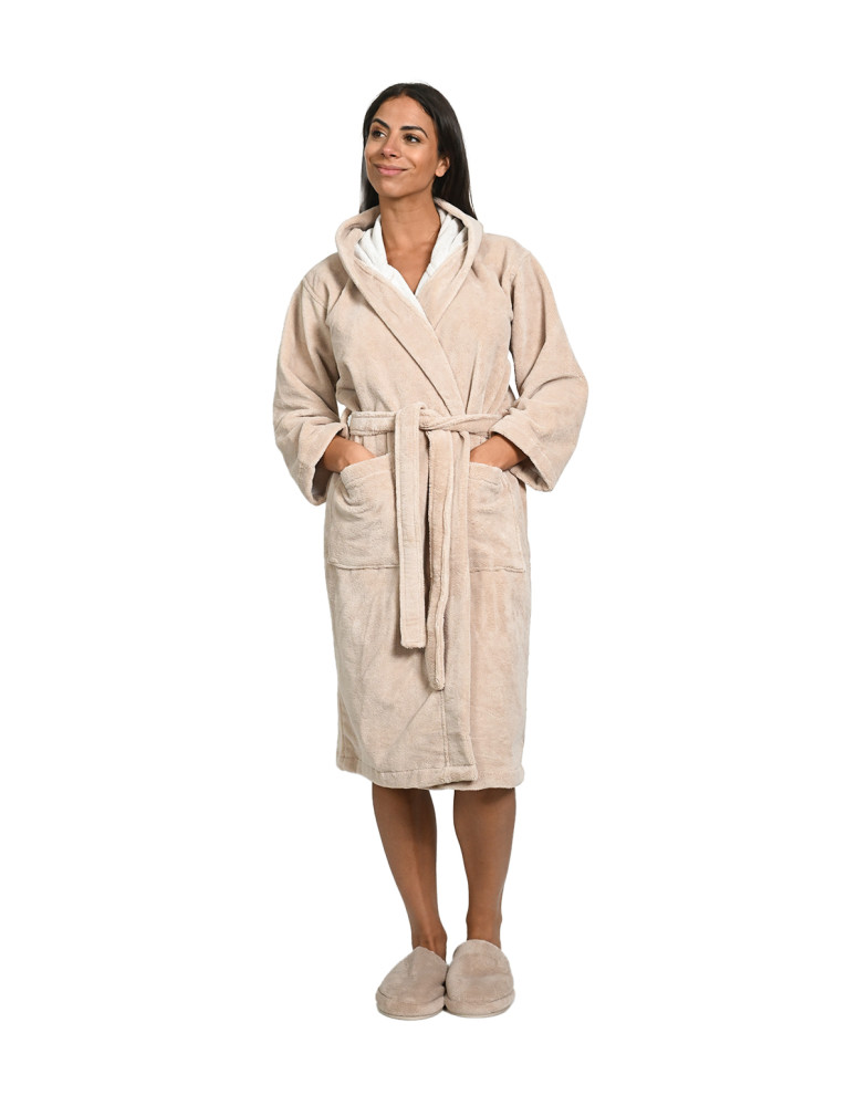 Peignoir mixte à capuche bicolore...