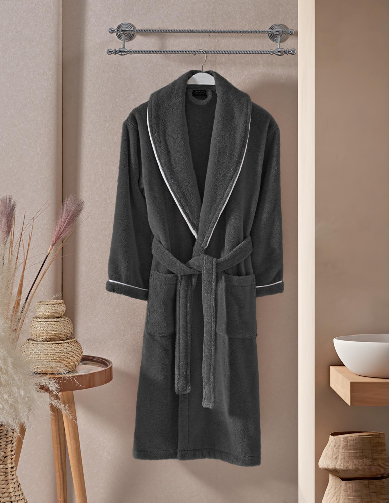 Peignoir mixte col chale avec bourdon...