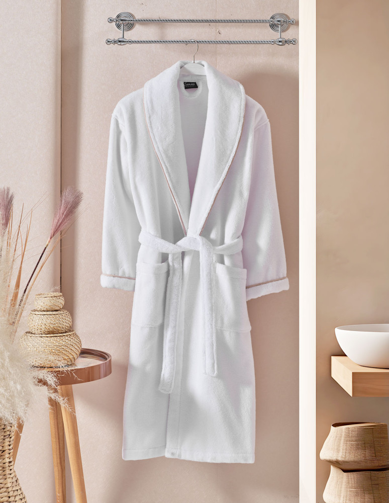 Peignoir mixte col chale avec bourdon...