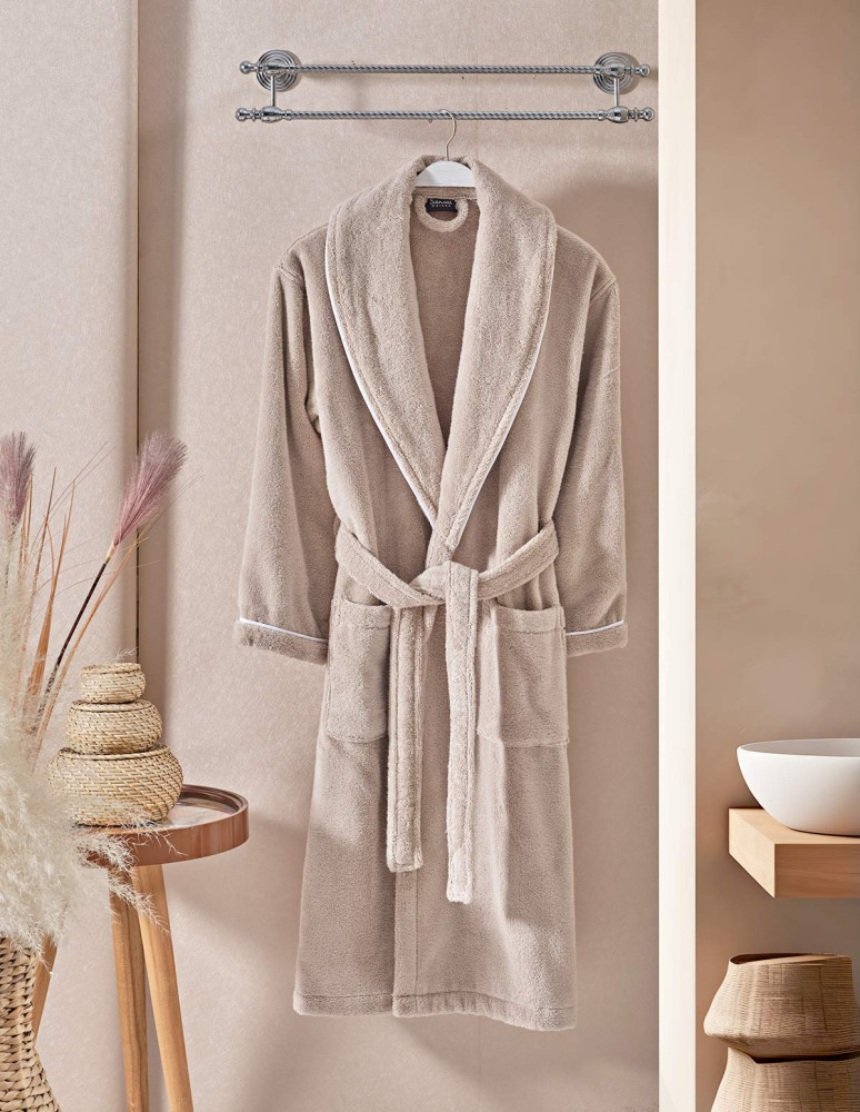 Peignoir mixte col chale avec bourdon...