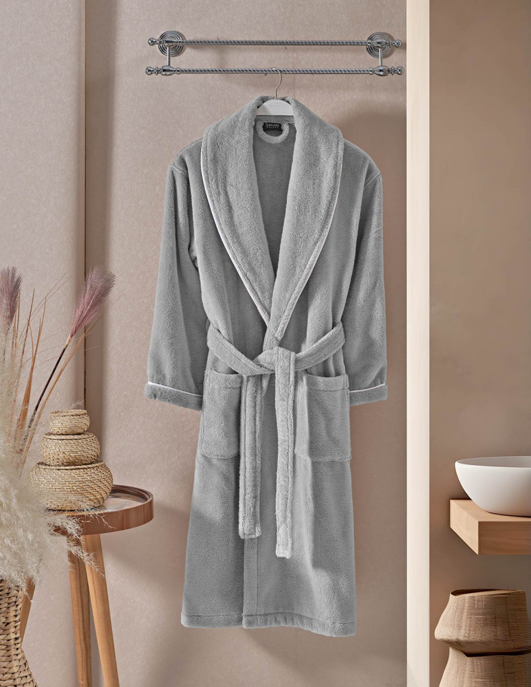 Peignoir mixte col chale avec bourdon...