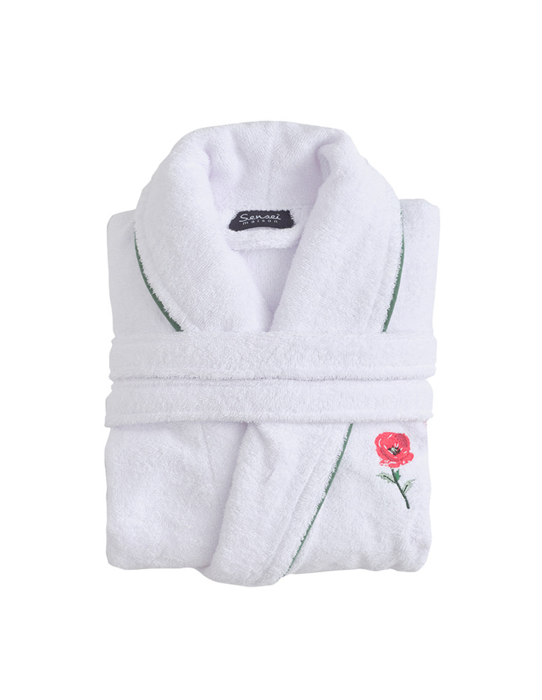 Peignoir brodé col châle 420 g/m² AURORE