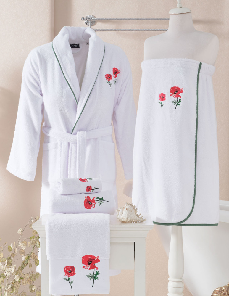 Peignoir brodé col châle 420 g/m² AURORE