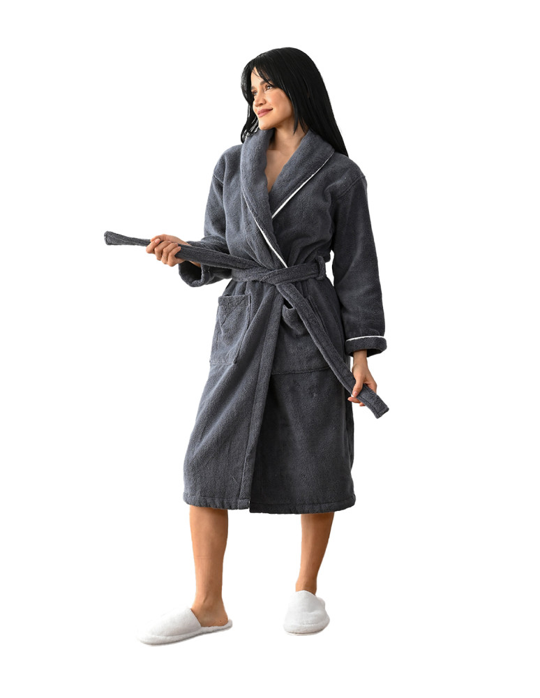 Peignoir mixte col chale avec bourdon...